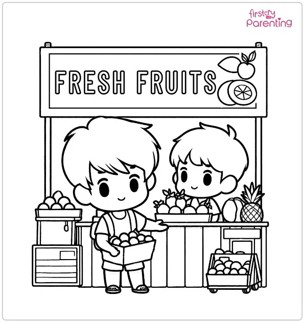 Fruits Festival in July Coloring Page
