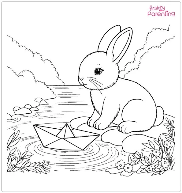 Fun Bunny in July Coloring Page