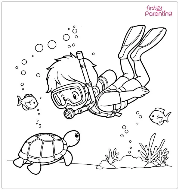 Summer Ocean in July Coloring Page