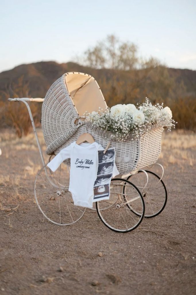 Wagon With Baby Decor baby announcement