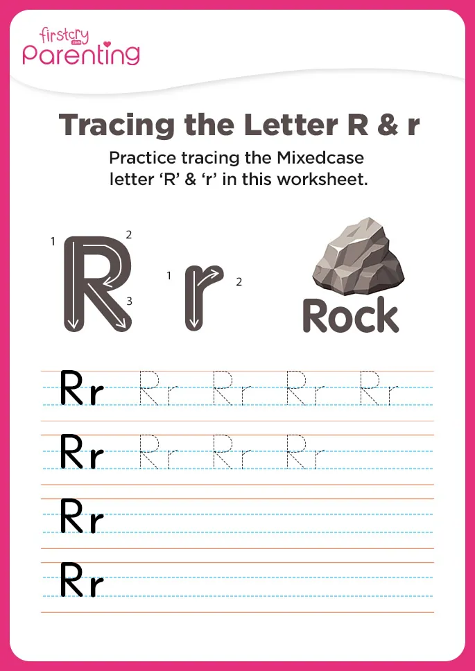 Rr for Rock worksheet