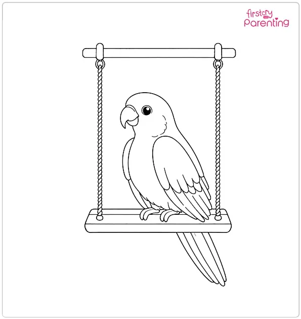 Parrot on the Swing Coloring Page