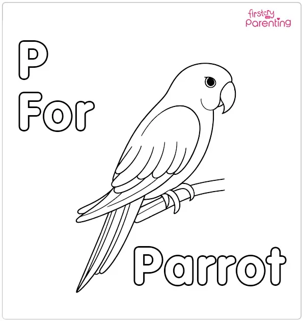 P is for Parrot Coloring Page
