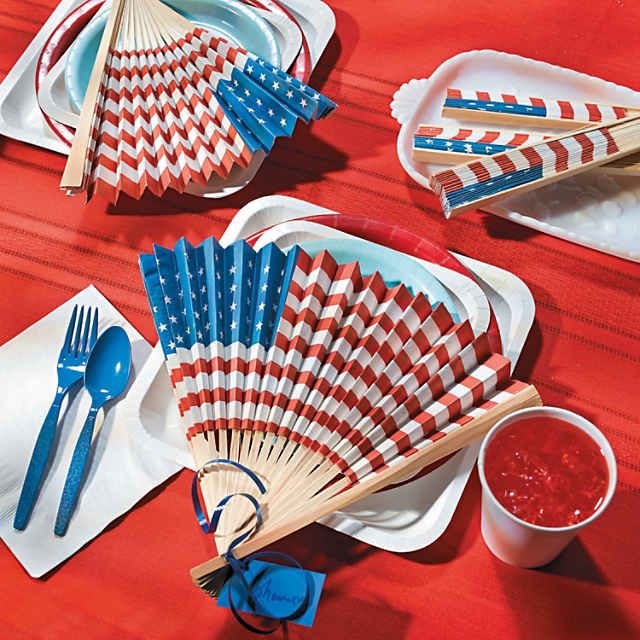 American Flag-Themed Hand Fans
