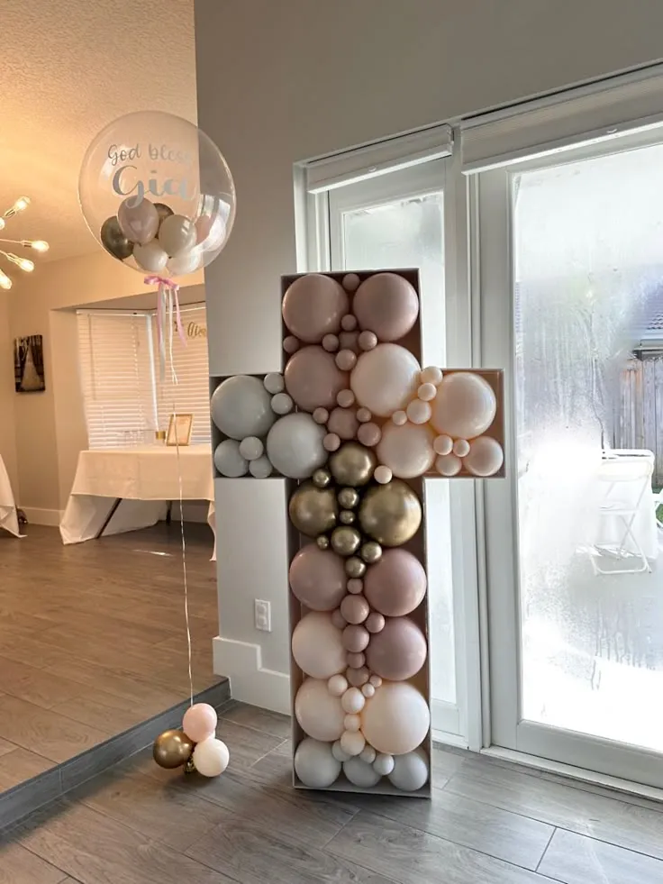 Balloon Garland with Cross Accents