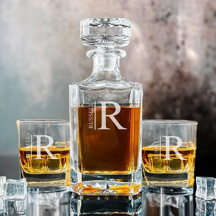 Engraved Whiskey Decanter Set