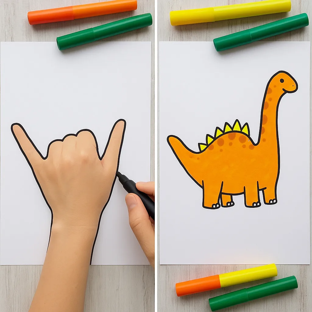Dinosaur - Hand Tracing Drawing