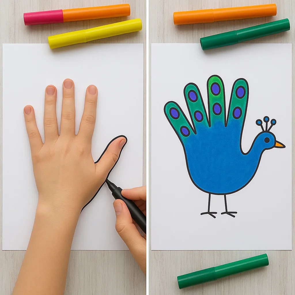Peacock - Hand Tracing Drawing