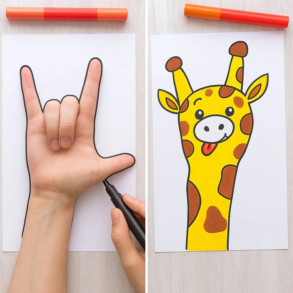 Giraffe - Hand Tracing Drawing