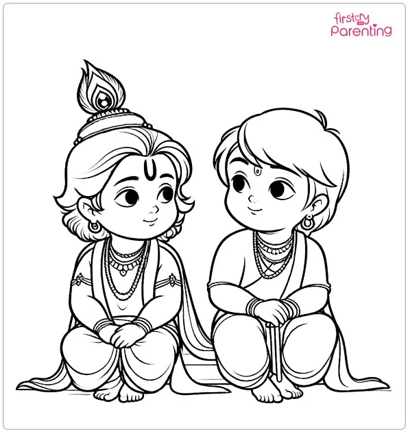 Krishna And Balarama Coloring Page