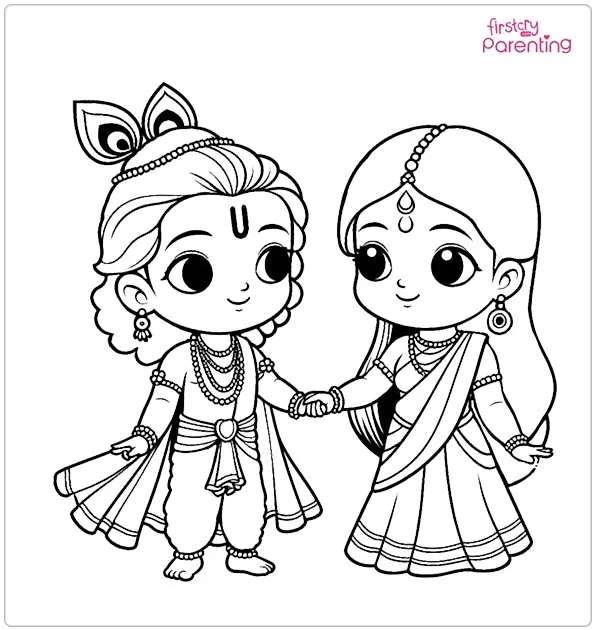 Krishna And Radha Coloring Page