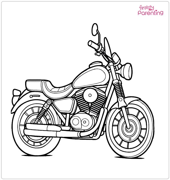 Cartoon Motorcycle Coloring Page
