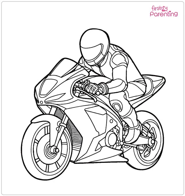 Motorcycle Racer Coloring Page
