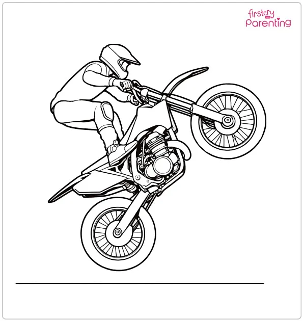 Motorcycle Stunt Jump Coloring Page