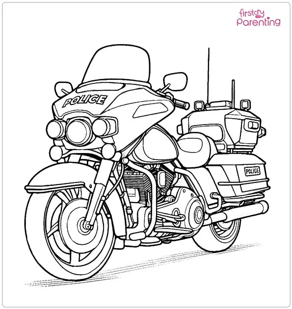 Police Motorcycle Coloring Page