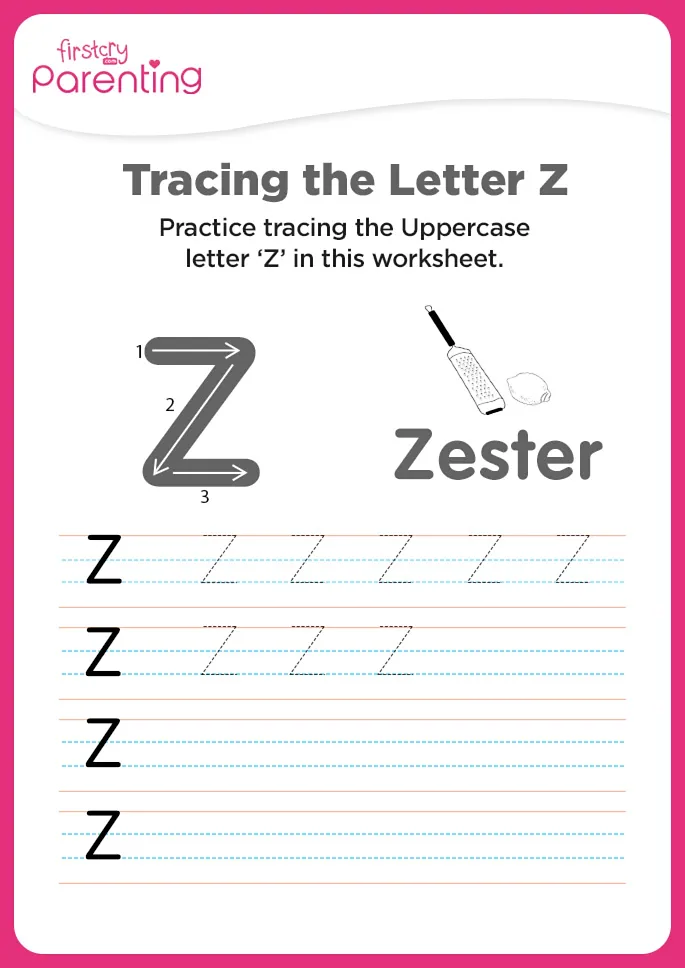 Z for Zester Worksheet