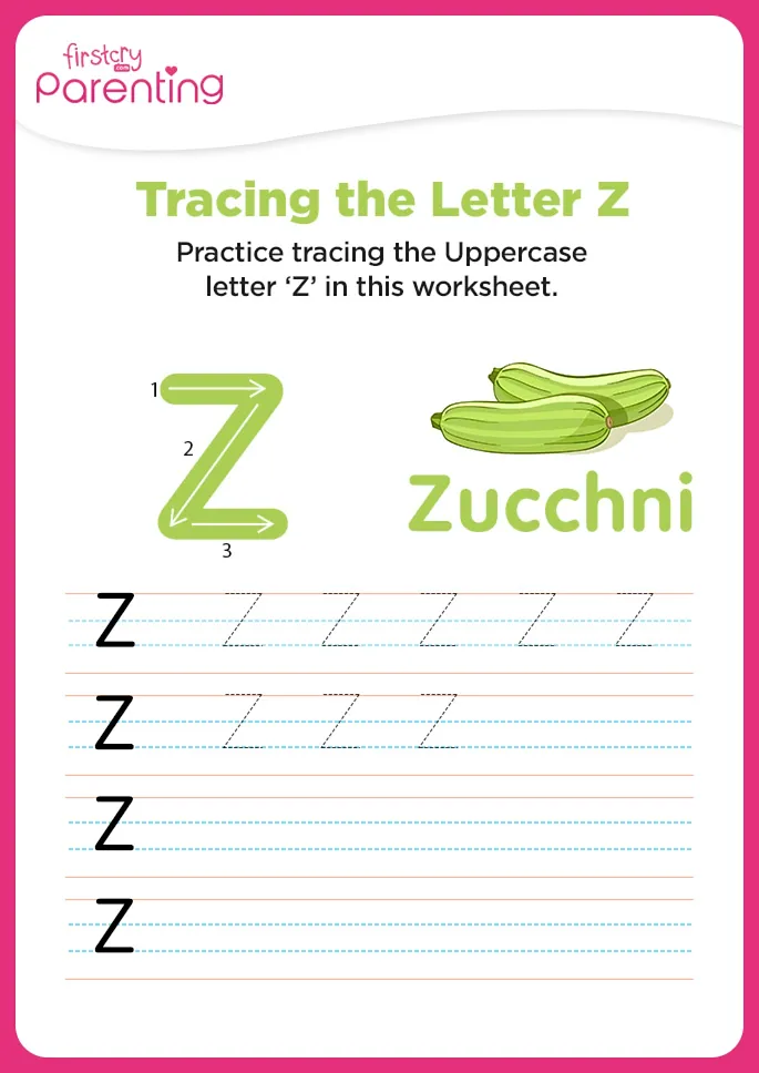 Z for Zucchni Worksheet