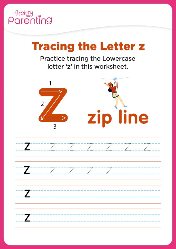 z for zip line worksheet