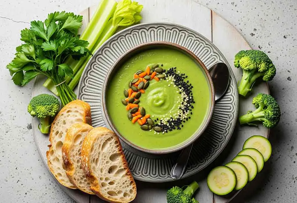 Soft Veggie Soup With Bread Dippers