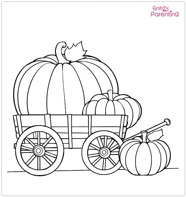 Large Pumpkins In Wagon Coloring Page