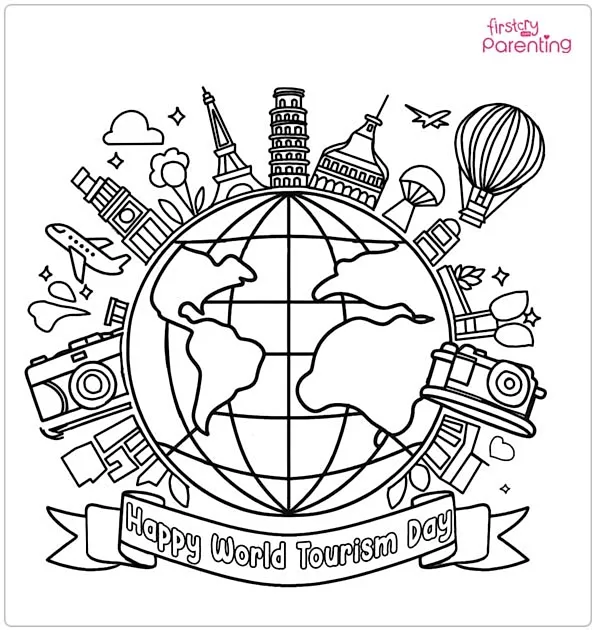 World Tourism Day Coloring Page