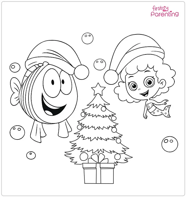 Bubble Guppies at Christmas Coloring Page