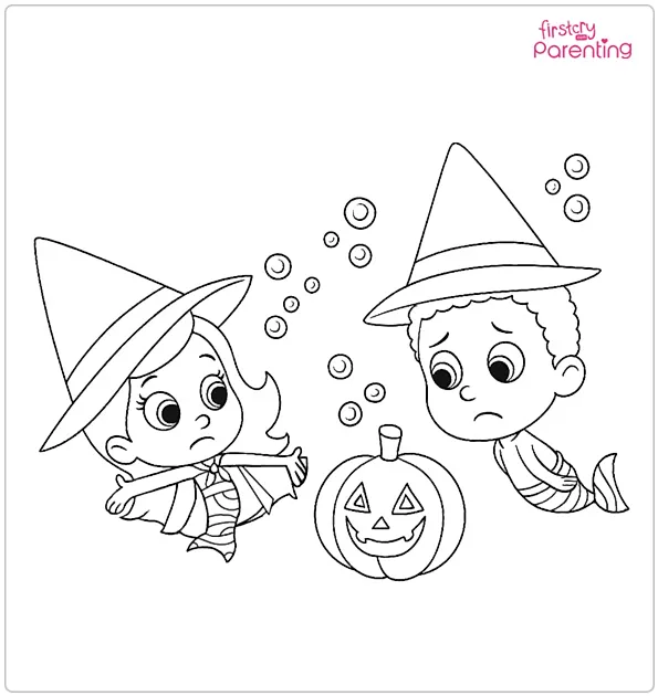 Bubble Guppies at Halloween Bubble Guppies Coloring Page
