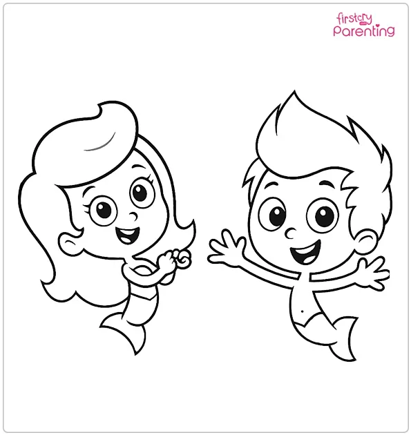 Gil and Molly from Bubble Guppies Coloring Page