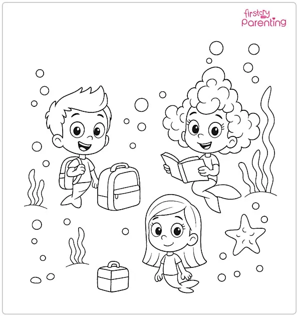 Guppies Gang Getting Ready for School Bubble Guppies Coloring Page