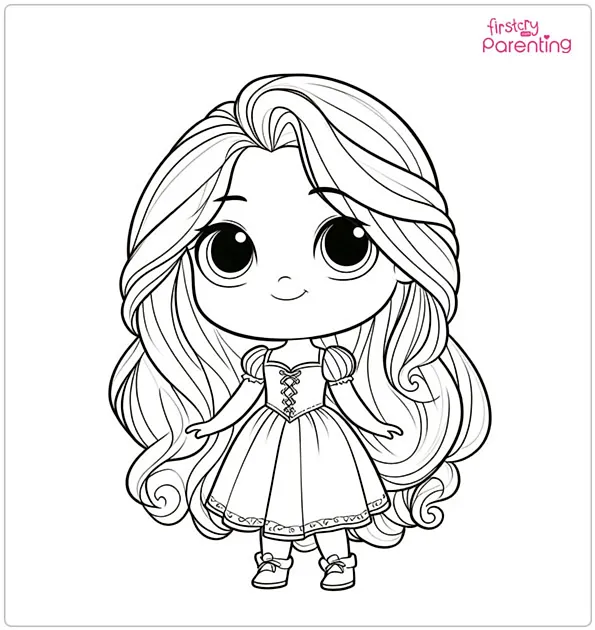 A Little Rapunzel Coloring Page
