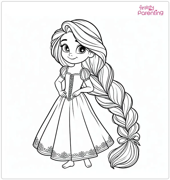 Rapunzel Braided Hair Coloring Page