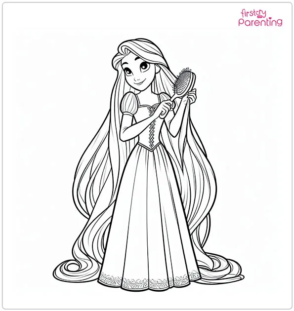 Rapunzel Brushing Her Hair Coloring Page