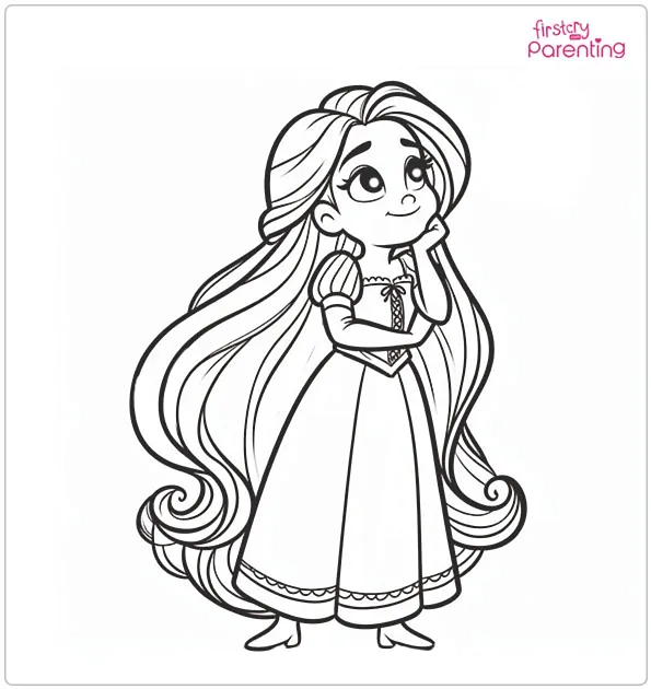 Rapunzel Is Daydreaming Coloring Page
