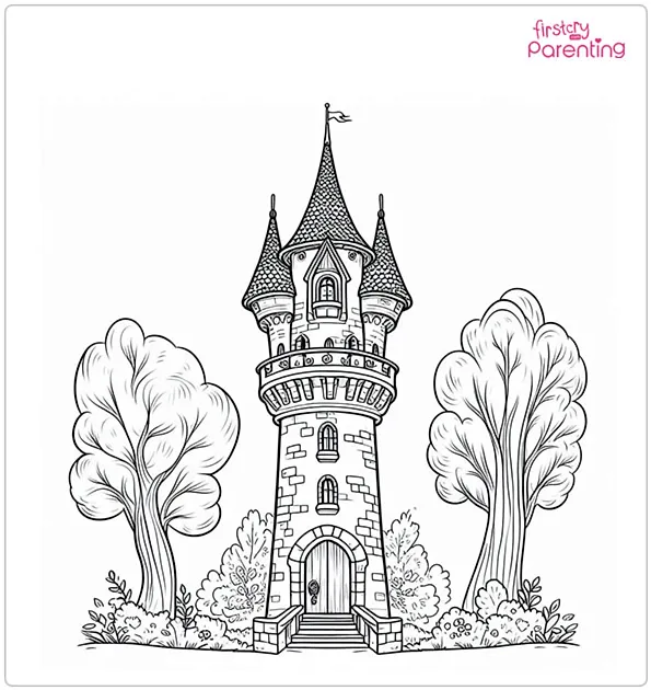 Rapunzel Tower Coloring Page