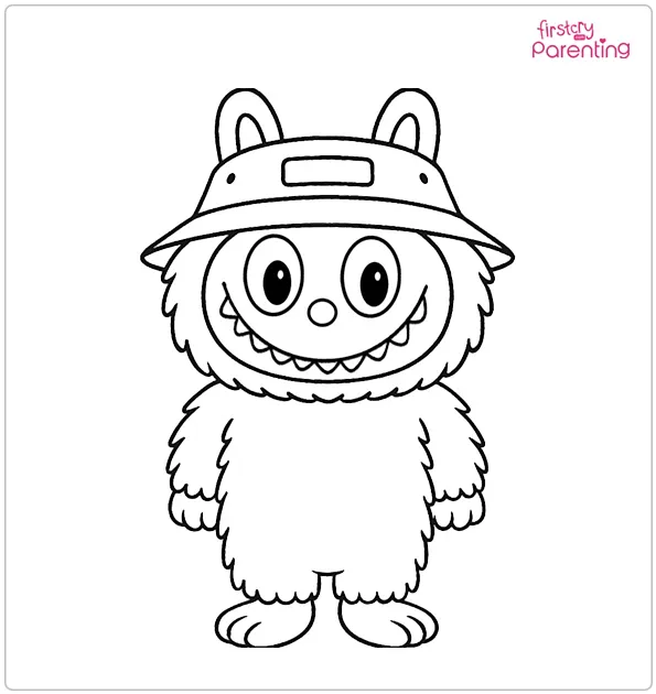 Labubu with Hat Coloring Page