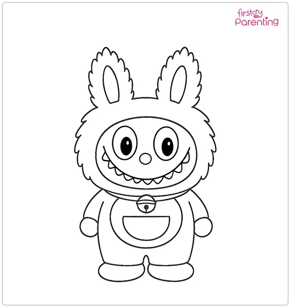 Labubu Doraemon Coloring Page