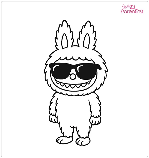 Labubu Wearing Sunglasses Coloring Page