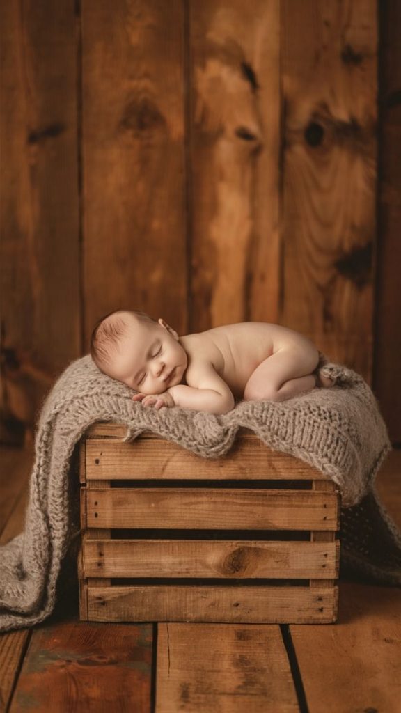 baby fall photoshoot ideas Rustic Wooden Crate