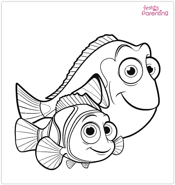 Dory and Marlin Finding Nemo Coloring Page