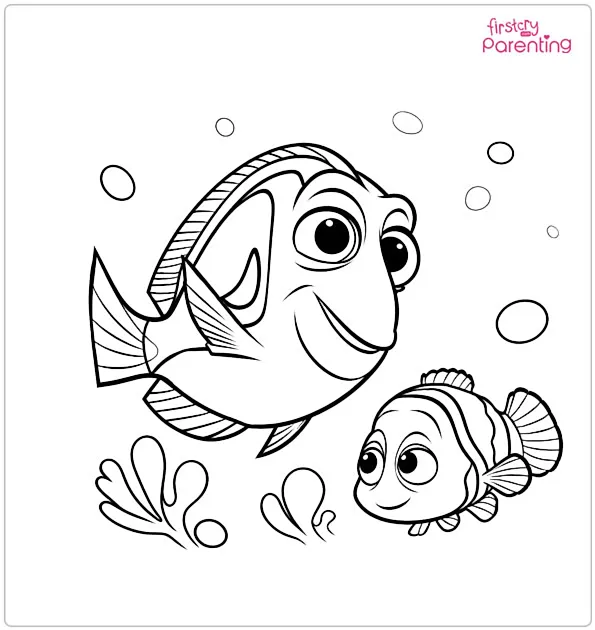 Dory and Nemo Coloring Page