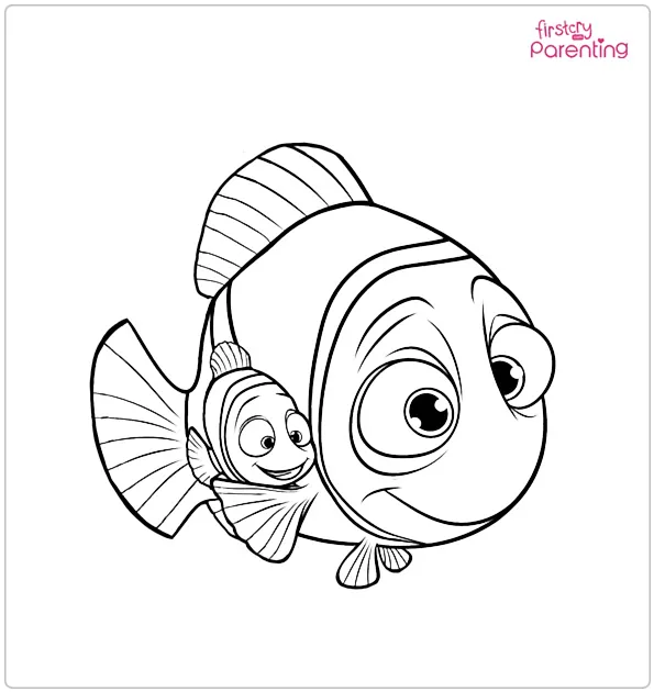Marlin Hugs Nemo Coloring Page