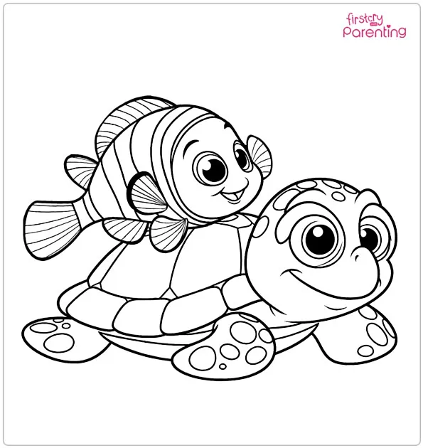 Nemo and Squirt Coloring Page