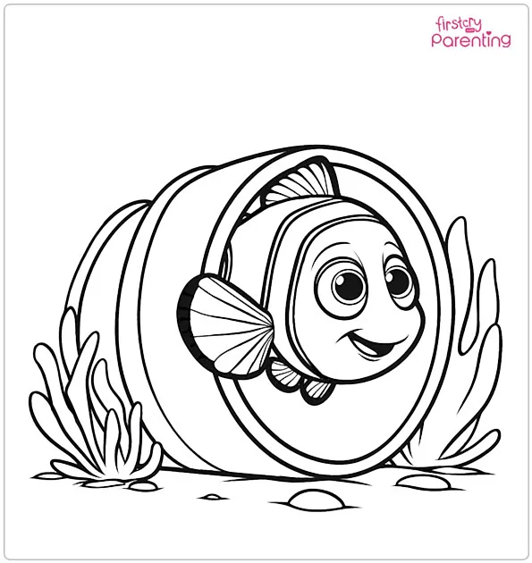 Nemo out of the Pipe Coloring Page