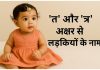 150 ‘त’ और ‘त्र’ अक्षर से लड़कियों के नाम अर्थ सहित T Aur Tra Akshar Se Ladkiyon Ke Naam