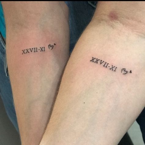 Date in Roman Numerals couple tattoo