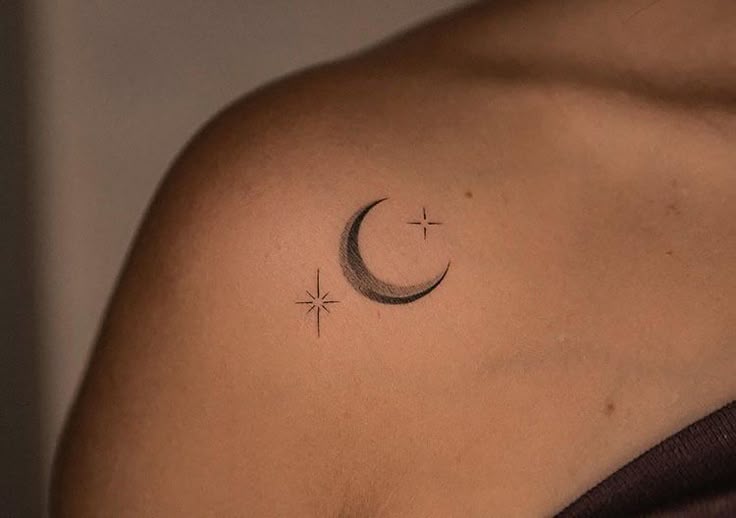 Moon and Two Stars tattoo