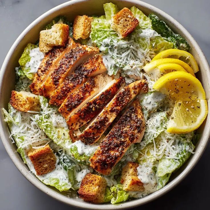 Eggless Caesar Salad With Grilled Chicken