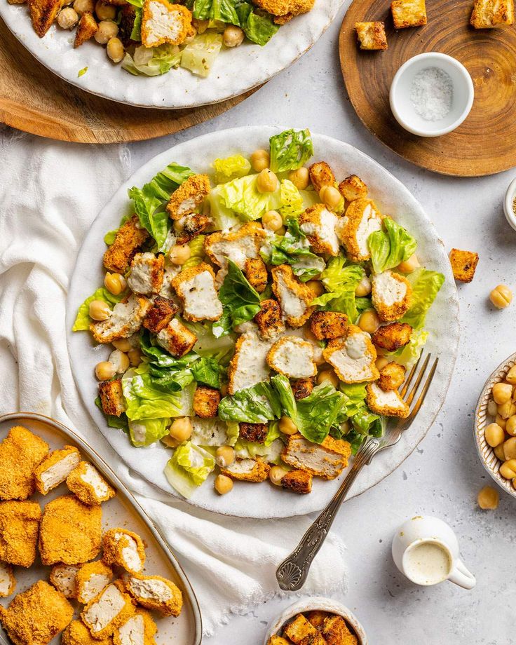 Caesar Salad With Tofu Croutons