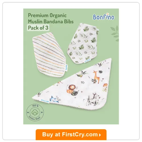 Bonfino Premium Organic Muslin Bandana Bibs