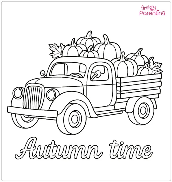 Autumn Farmers Truck Coloring Page